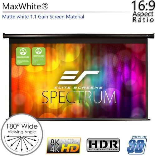  Elite Screens Spectrum, 100-inch Diag 16:9, Electric Motorized 4K8K Ready Drop Down Projector Screen, ELECTRIC100H