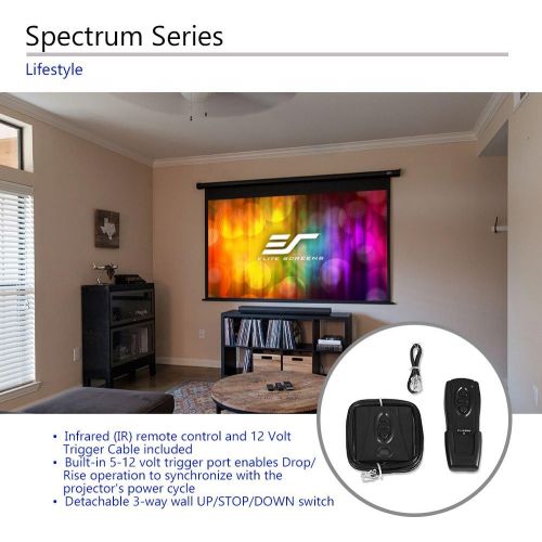  Elite Screens Spectrum, 100-inch Diag 16:9, Electric Motorized 4K8K Ready Drop Down Projector Screen, ELECTRIC100H