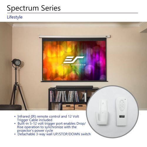  Elite Screens Spectrum, 180-inch Diag 4:3, Electric Motorized 4K8K Ready Drop Down Projector Screen, ELECTRIC180V