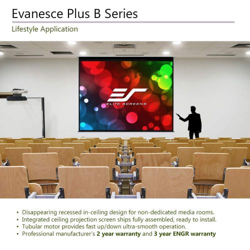  Elite Screens Evanesce Plus B, 150-inch 16:9, Large Venue in-Ceiling Electric Projection Projector Screen, IHome150HW2B-E12