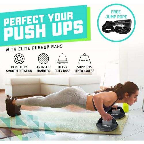  Elite Sportz Equipment Elite Sportz Push Up Bars - The Smooth Rotation Makes a Pushup on The Hands, Meaning You Will Feel Less Wrist Pain Than When Doing Normal Pushups. Very Sturdy and Won’t Slide Aroun