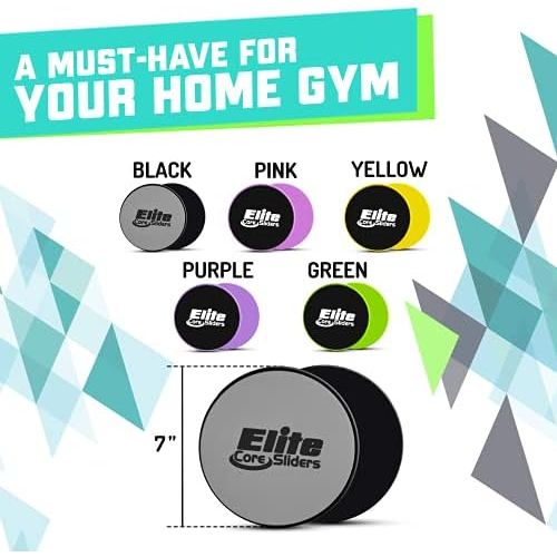  Elite Sportz Equipment Elite Sportz Core Sliders for Working Out - Pack of 2 Compact, Dual Sided Gliding Discs for Full Body Workout on Carpet or Hardwood Floor - Fitness & Home Exercise Equipment