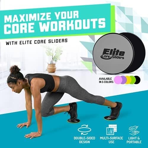  Elite Sportz Equipment Elite Sportz Core Sliders for Working Out - Pack of 2 Compact, Dual Sided Gliding Discs for Full Body Workout on Carpet or Hardwood Floor - Fitness & Home Exercise Equipment