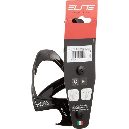  Elite Wheels & Tyres Elite Rocko Carbon Glossy Bottle Cage, White Graphic