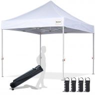 EliteShade 10x10 Commercial Ez Pop Up Canopy Tent Instant Canopy Party Tent Sun Shelter with Heavy Duty Roller Bag,Bonus 4 Weight Bags,White