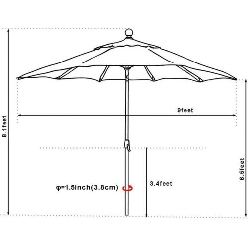  [아마존핫딜][아마존 핫딜] EliteShade Sunbrella 9Ft Market Umbrella Patio Outdoor Table Umbrella with Ventilation and 5 Years Non-Fading Guarantee, Forest Green