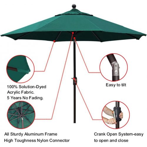  [아마존핫딜][아마존 핫딜] EliteShade Sunbrella 9Ft Market Umbrella Patio Outdoor Table Umbrella with Ventilation and 5 Years Non-Fading Guarantee, Forest Green