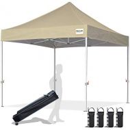 [아마존핫딜][아마존 핫딜] EliteShade 10x10 Commercial Ez Pop Up Canopy Tent Instant Canopy Party Tent Sun Shelter with Heavy Duty Roller Bag, Bonus 4 Weight Bags, Beige