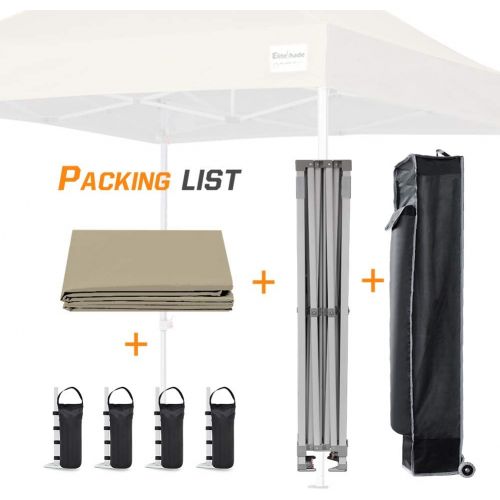  [아마존핫딜][아마존 핫딜] EliteShade 10x10 Commercial Ez Pop Up Canopy Tent Instant Canopy Party Tent Sun Shelter with Heavy Duty Roller Bag, Bonus 4 Weight Bags, Beige