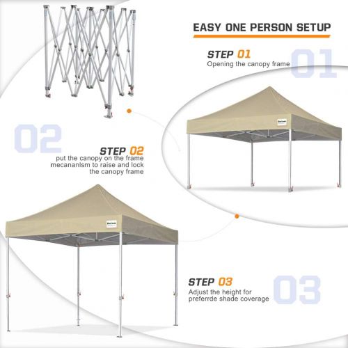  [아마존핫딜][아마존 핫딜] EliteShade 10x10 Commercial Ez Pop Up Canopy Tent Instant Canopy Party Tent Sun Shelter with Heavy Duty Roller Bag, Bonus 4 Weight Bags, Beige