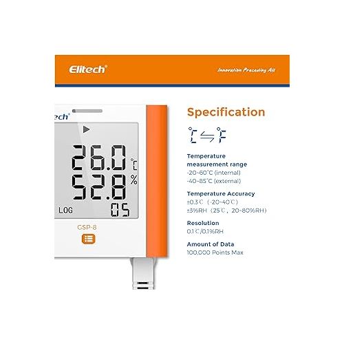  Elitech GSP-8 Digital Data Logger Refrigerator Temperature Humidity Recorder Alarm