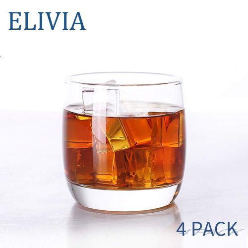  Elivia ELIVIA Old Fashioned 10-Ounce Whiskey Glasses Set of 4, Rock Style Lead Free Crystal Glassware for Scotch, Bourbon and Cocktails