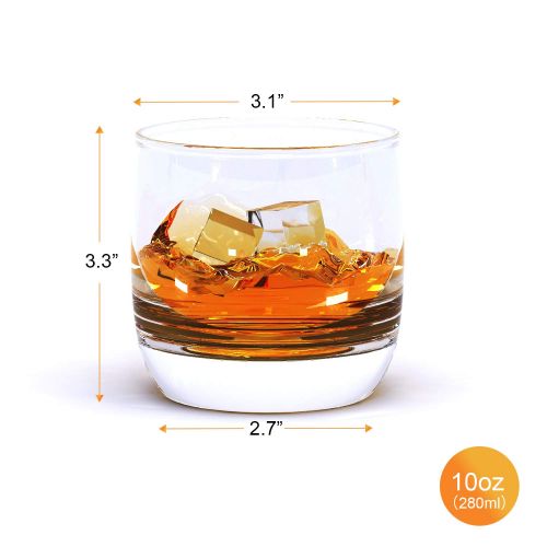  Elivia ELIVIA Old Fashioned 10-Ounce Whiskey Glasses Set of 4, Rock Style Lead Free Crystal Glassware for Scotch, Bourbon and Cocktails
