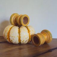 /ElizabethanFolkArt Primitive Candle Cups - Thanksgiving Table Decor - Fall Candle Holders - Small Thanksgiving Hostess Gift - Rustic Autumn Harvest Decoration