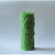 ElizavilleBeeswax Large Beeswax Candle, Beeswax Pillar, Spring Candle, Fern Candle, Green Candles, Custom Color Pillars