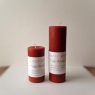 ElizavilleBeeswax Two Beeswax Pillar Candles, Pair of Pillars, 6 Pillar and 3 Pillar Candles, Rust Color Beeswax Candles, Dark Orange Candles