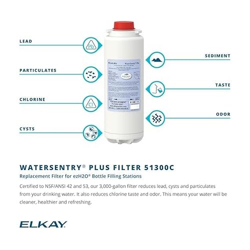  Elkay 51300C WaterSentry Lead + Microplastics NSF/ANSI Certified Filter (12-Pack) (Bottle Fillers)