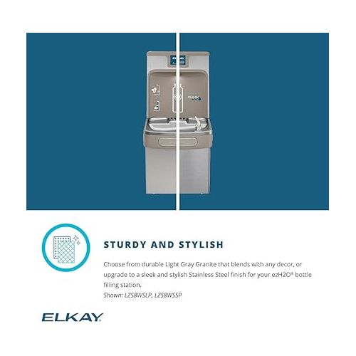  Elkay LZS8WSLP Bottle Filling Station, Single, Light Gray Granite