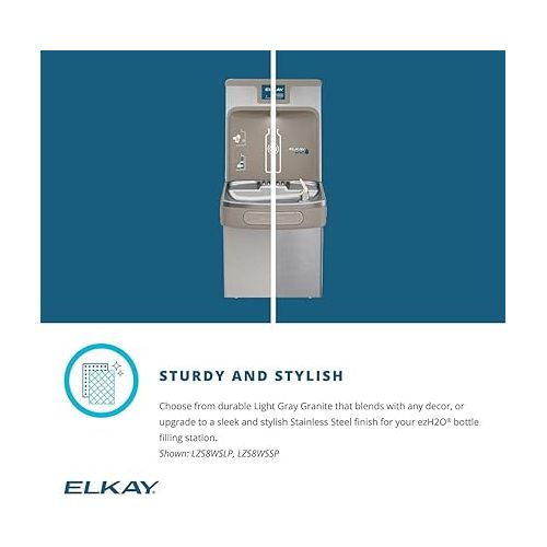  Elkay LZS8WSLP Enhanced ezH2O Bottle Filling Station & Single ADA Cooler Filtered Refrigerated Light Gray