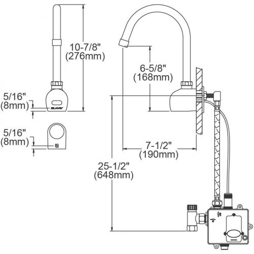  Elkay LKB722C Commercial Electronic Sensor Scrub/Handwash Battery Powered Wall Mount Faucet, Chrome