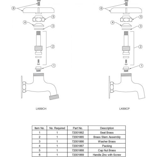  Elkay LK69CH Commercial Service/Utility Single Hole Wall Mount Faucet with Hose End, Chrome