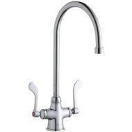 Elkay LK500GN08T4 Single Hole Concealed Deck Faucet with 8 Gooseneck Spout and 4 Wristblade Handles, Chrome