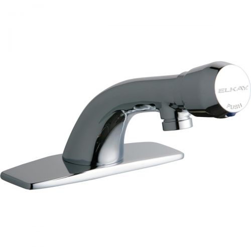  Elkay LK652 Deck Mount Metered Lavatory Faucet with Cast Fixed Spout and Push Button Handle