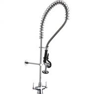 Elkay Low Flow Solid Brass Commercial Kitchen Faucet with No Swivel Spout and Stainless Steel Sprayer, Single Hole Mount