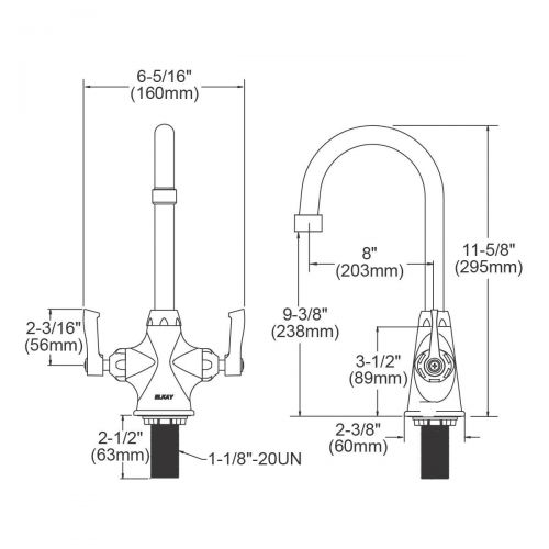  Elkay LK500GN08L2 Single Hole Concealed Deck Faucet with Gooseneck Spout and Lever Handles, Chrome