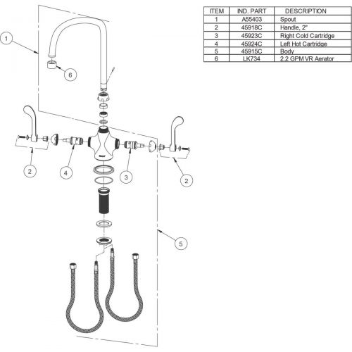  Elkay LK500GN08L2 Single Hole Concealed Deck Faucet with Gooseneck Spout and Lever Handles, Chrome