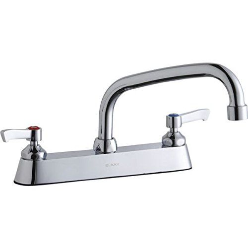  Elkay LK810AT08L2 Chrome Exposed Deck Faucet with 8 ArcTube Spout and 2 Lever Handles