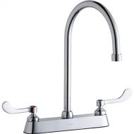 Elkay LK810GN08T4 Chrome Exposed Deck Faucet with 8 Gooseneck Spout and 4 Wristblade Handles
