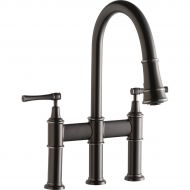 Elkay LKEC2037CR Three Hole Bridge Faucet with Pull-down Spray and Lever Handles, Chrome