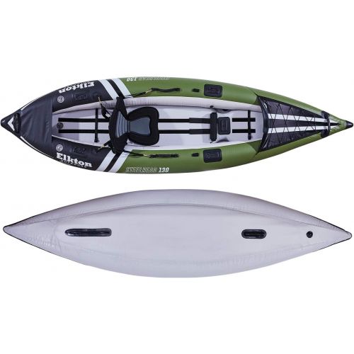  Elkton Outdoors Steelhead Fishing Kayak, Inflatable Touring, Angler, Includes Paddle, Hard Mounting Points, Bungee Storage