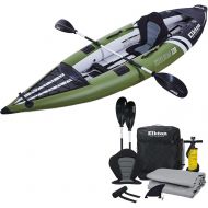 Elkton Outdoors Steelhead Inflatable Fishing Kayak - Angler Blow Up Kayak, Includes Paddle, Seat, Hard Mounting Points, Bungee Storage, Rigid Dropstitch Floor and Spray Guard