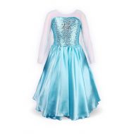 Ella Blu Store Girls Snow Queen Elsa Frozen Halloween Costume Snow Princess Dress 2-10 Years