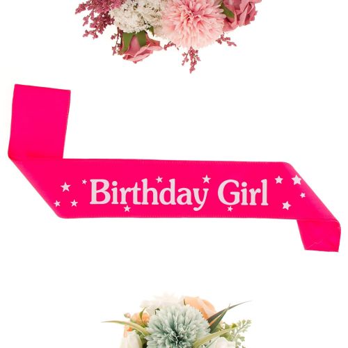  Ella Celebration Birthday Girl Tiara and Sash Girls Party Accessories Set Pink and Silver Bundle (Tiara and Sash)