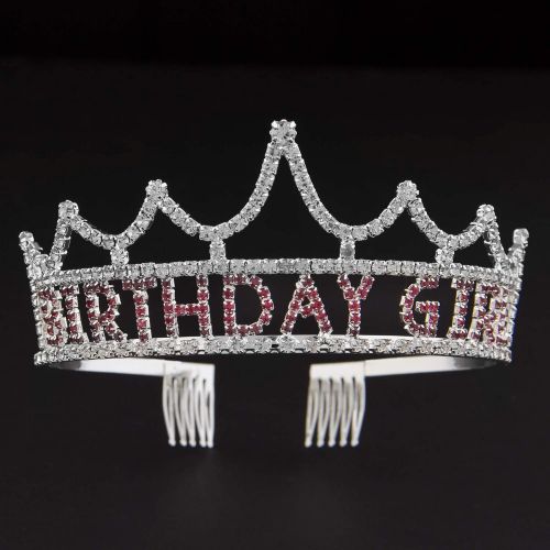  Ella Celebration Birthday Girl Tiara and Sash Girls Party Accessories Set Pink and Silver Bundle (Tiara and Sash)