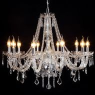 Ella Fashion LED Elegant Rain Drop Crystal Candle Chandelier Lighting Contemporary Ceiling Fixture Pendant Lamp Bling 10 Lights for Bedroom Living Dining Room Hallway Entry 31.5 I