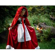 EllaDynae Hooded Cape in Taffeta with Rose Embellishments - Little Red Riding Hood