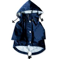 Ellie Dog Wear Navy Blue Zip Up Dog Raincoat with Reflective Buttons, Pockets, Rain/Water Resistant, Adjustable Drawstring, Removable Hood - Size XS to XXL Available - Stylish Premium Dog Raincoa