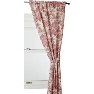 Ellis Curtain Victoria Park Toile 68-Inch-by-72 Inch Tailored Panel Pair with Tiebacks, Red