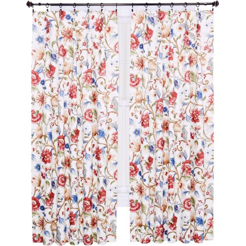  Ellis Curtain Cornwall Jacobean Floral Thermal Insulated Pinch Pleated Curtains, 96 by 84-Inch, Multicolor