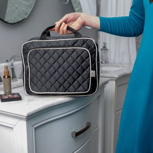  Ellis James Designs Large Travel Toiletry Bag for Women with Hanging Hook, Black, Big Wash...