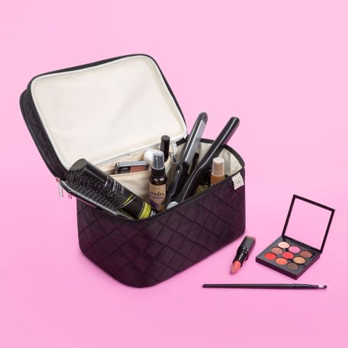  Ellis James Designs Large Travel Makeup Bag for Women - Black Make Up Bag for Women - Travel Cosmetic Bag - Makeup Case Gifts for Women, Makeup Organizer Bag, Travel Toiletry Bag f