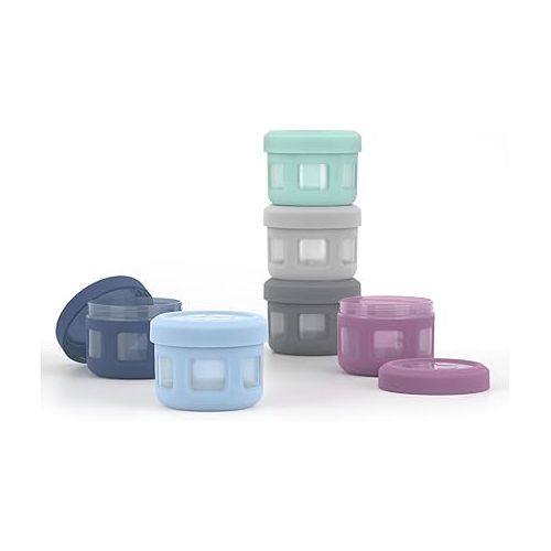  Ello Reusable Condiment Containers 4oz each with Screw-on Leak Proof Lid | Perfect for Salad Dressing Sauce Dips Lunchbox Picnic Travel Bento Box | BPA-Free | Dishwasher Safe