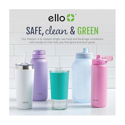  Ello Reusable Condiment Containers 4oz each with Screw-on Leak Proof Lid | Perfect for Salad Dressing Sauce Dips Lunchbox Picnic Travel Bento Box | BPA-Free | Dishwasher Safe