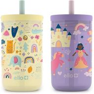 Ello Bop 2-Pack 12oz Kids Plastic Tumbler Set with Carry Loop | Leak-Proof Slider Lid | Removable Spill Resistent Soft Straw | BPA-Free