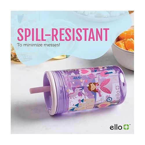  Ello Bop 2-Pack 12oz Kids Plastic Tumbler Set with Carry Loop | Leak-Proof Slider Lid | Removable Spill Resistent Soft Straw | BPA-Free