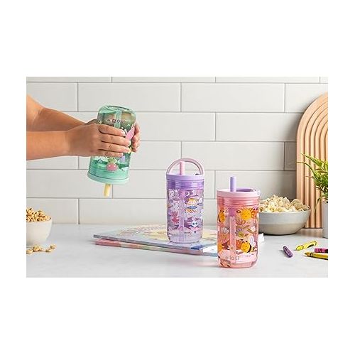  Ello Bop 2-Pack 12oz Kids Plastic Tumbler Set with Carry Loop | Leak-Proof Slider Lid | Removable Spill Resistent Soft Straw | BPA-Free